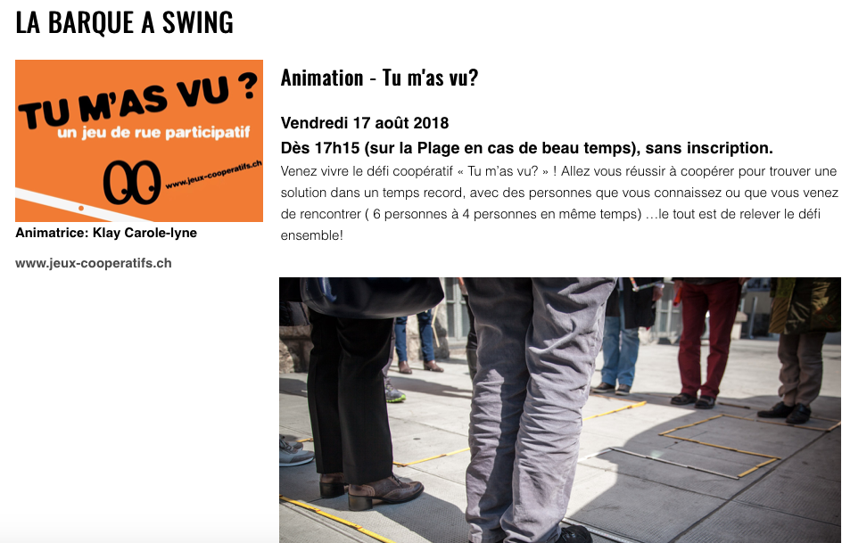 Défi coopératif «Tu m’as vu?» au festival Jazz sur la plage