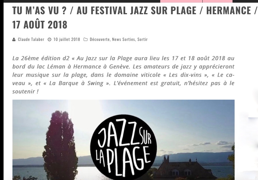 Article daily-passions "Tu m'as vu?" au festival Jazz sur la plage